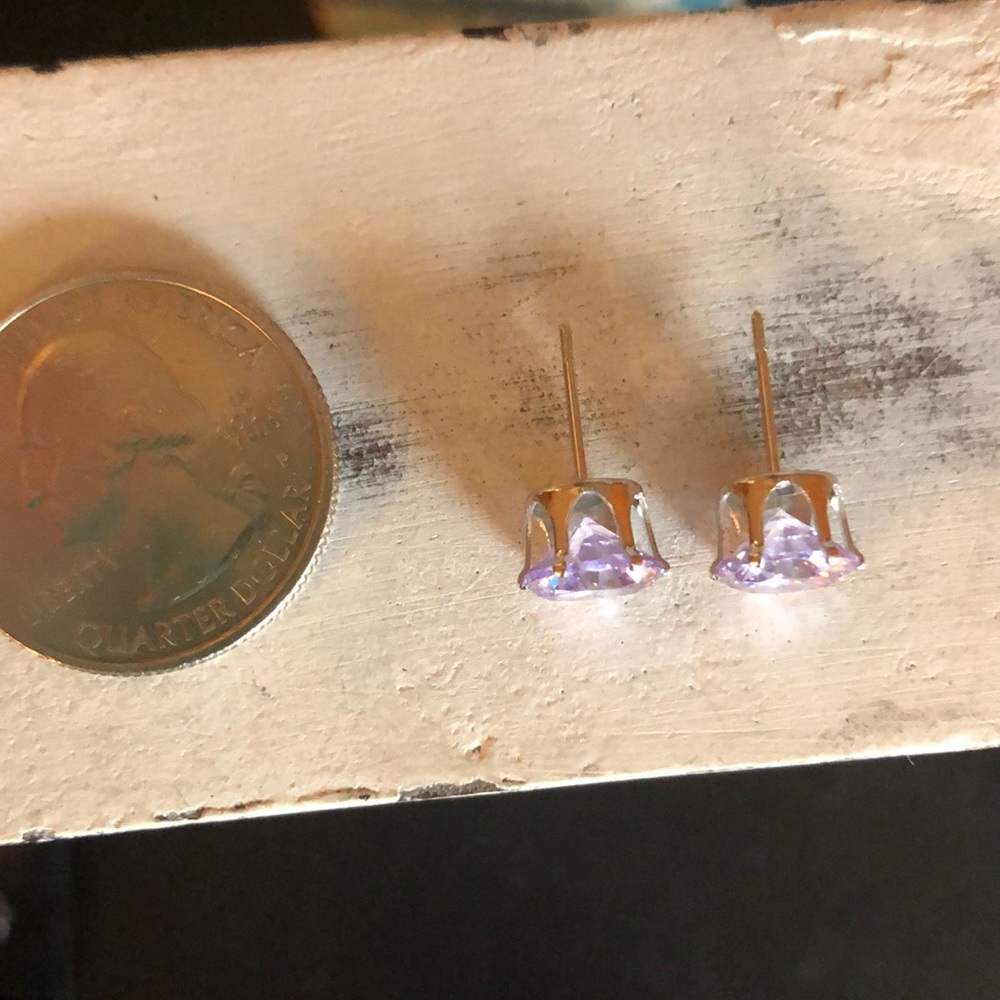 Lavender Rhinestone Earrings - Picture 3 of 4